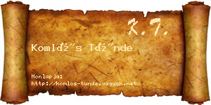 Komlós Tünde névjegykártya